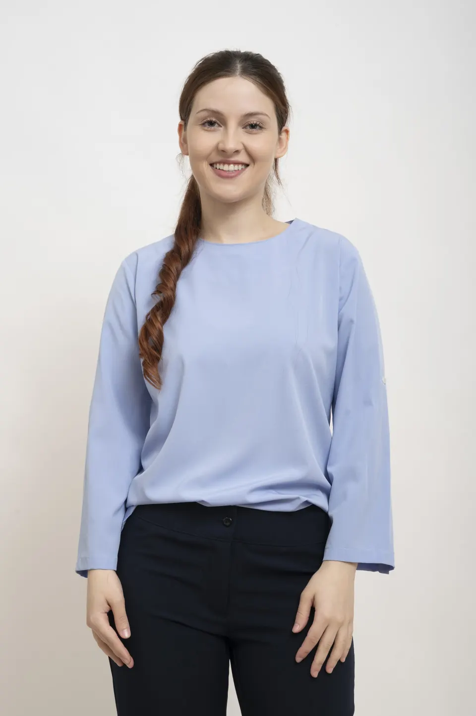 Blusa celeste manga larga