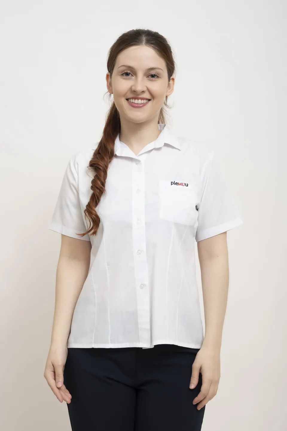 Camisa blanca dama manga corta