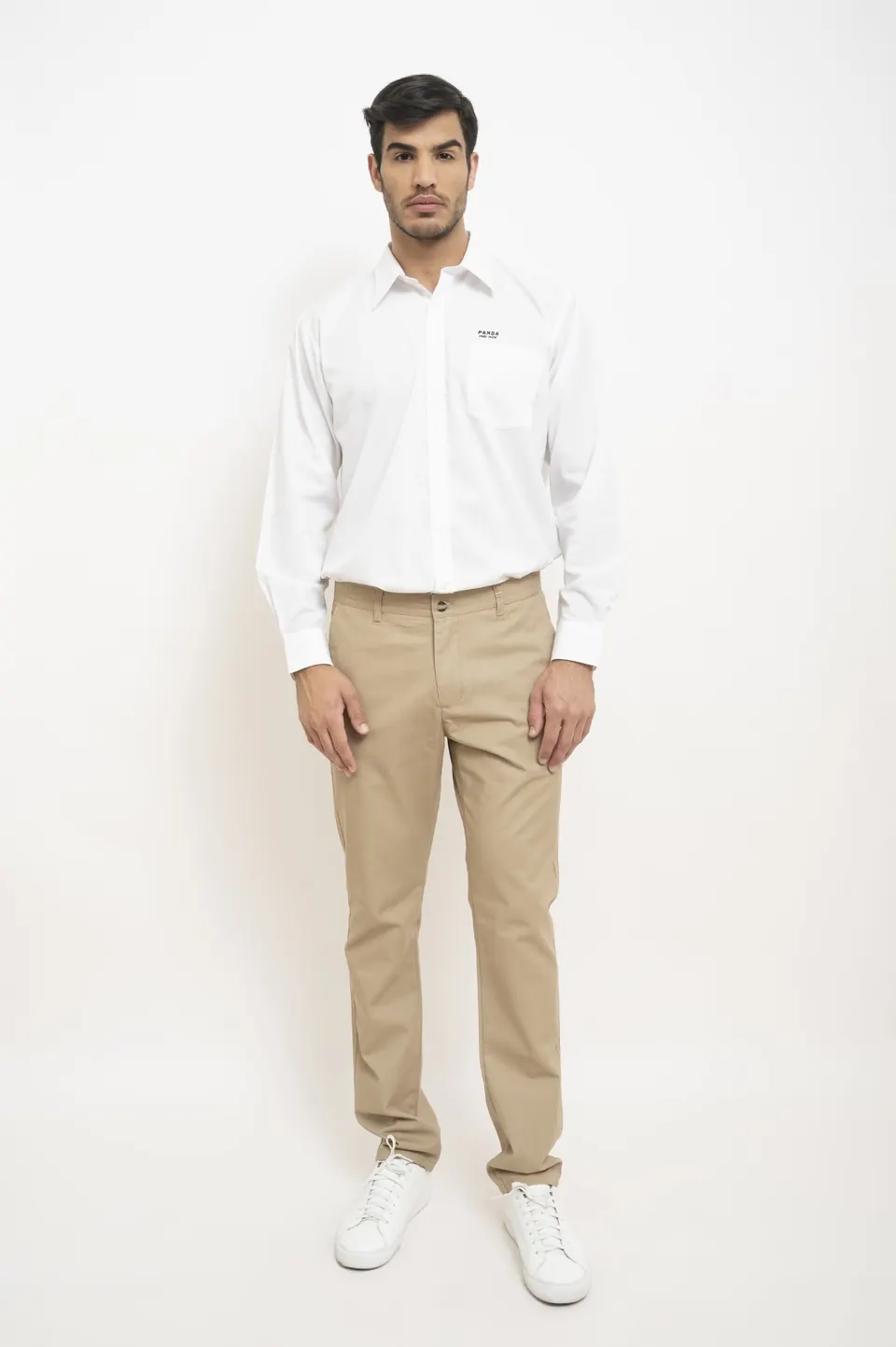 Camisa tela oxford blanca manga larga de hombre