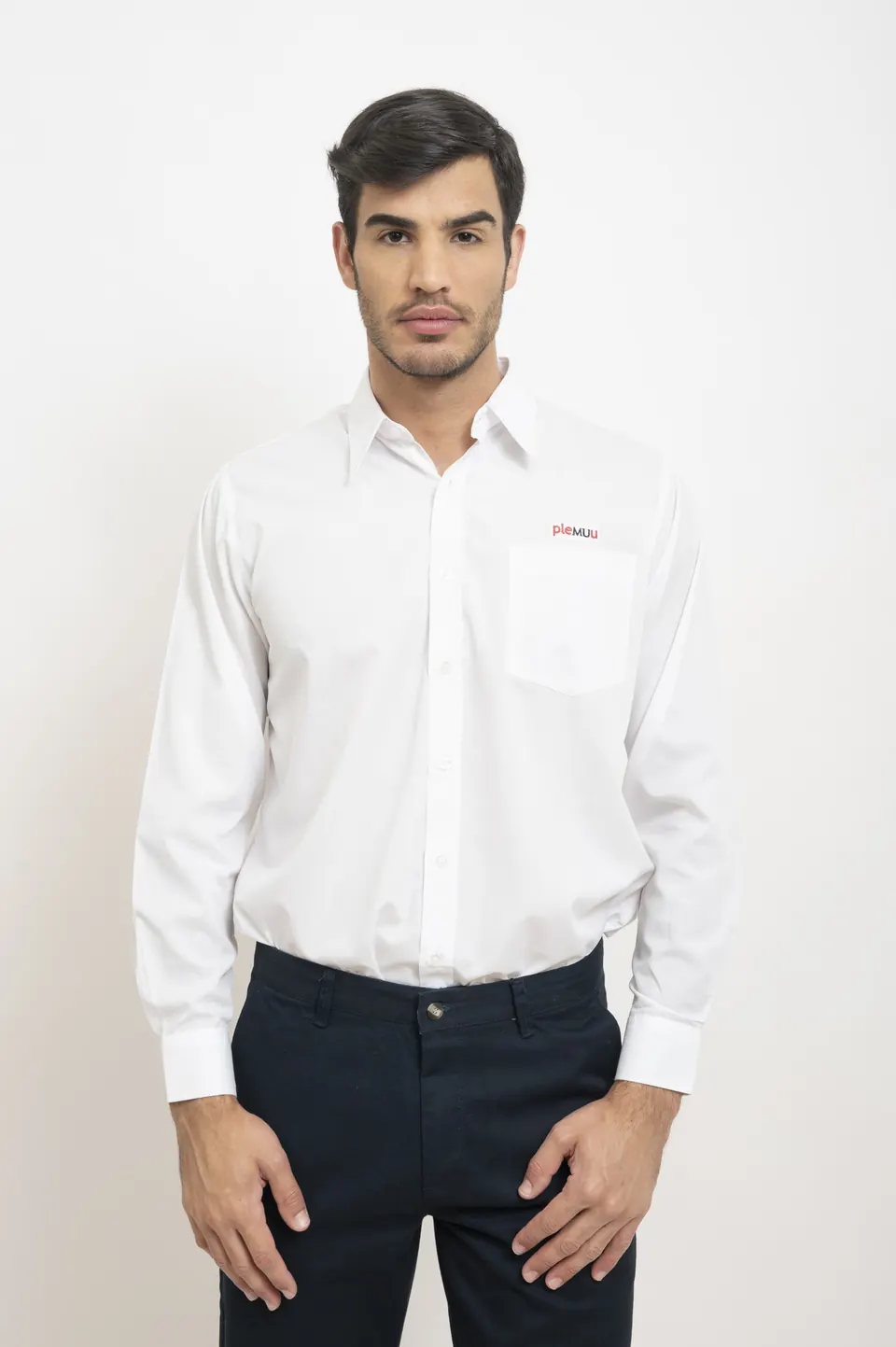 Camisa blanca hombre manga larga