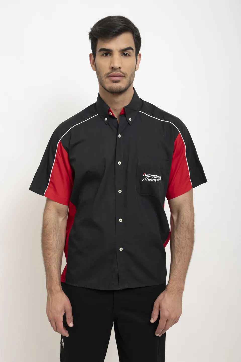 Camisa negra y roja manga corta (taller)